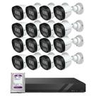 Kit CFTV Motorola DVR 16 Canais + 16 Câmeras de Segurança Bullet com Visão Noturna Full HD 2MP 1080P IP66 20 metros + HD Western Digital 2TB Purple