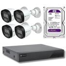Kit CFTV Motorola/MDX DVR 4 Canais + 4 Câmeras de Segurança Bullet + HD 1TB