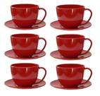 Kit Chá Capuccino180ml (ACRILICO) Mesa posta 6 Xicaras e 6 Pires Redondos ( Plástico)