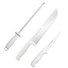 Kit Chaira Afiador e Faca 10” + Faca de Desossa Para Açougue Cozinha e Churrasco