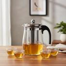 Kit Chaleira 500ml Com Infusor Inox E 4 Xicaras 30ml Vidro