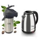 Kit Chaleira Elétrica Inox 1,8L + Garrafa 2,5L Unitermi