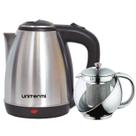 Kit Chaleira Elétrica Inox Cromada 1,8 L 110V com Jarra Infusora Inox ou Preta 750 ML