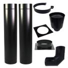 Kit cham preto 9pol 2M completo c/chapeu canhão/curva 90