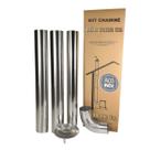 Kit Chaminé Inox 3 Canos 1m Curva Chapéu Fogão Lenha Ø 110mm - N 1 Hedlund