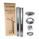 Kit Chaminé Para Fogão A Lenha 2 Canos 1m + Chapéu + Acabamento + Anel Universal + Anel Borboleta Galvanizado 115mm Nº1