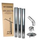 Kit Chaminé Para Fogão A Lenha 3 Canos 1m + Curva 45º + Chapéu + Anel Borboleta Galvanizado 110mm Nº1 - Hedlund