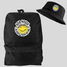 Kit Chapeu Bucket + Mochila Bolsa Masculina Basica Escolar Pega a Visão Estampado Acid Kit Chapeu Bucket + Mochila Bolsa Masculina Basica Escolar Pega a Visão Estampado Acid