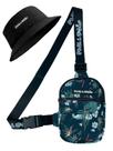 Kit Chapeu Bucket Preto + Shoulder Bag Mini Bolsa Lateral Masculina Pega a Visão Floral PV Kit Chapeu Bucket Preto + Shoulder Bag Mini Bolsa Lateral Masculina Pega a Visão Floral PV