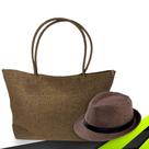 Kit Chapéu Palha + Bolsa Casual Praia Feminino ABA CURTA 991