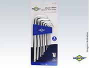 Kit Chave Allen Brasfort Abaulada Extra Longa 1,5 a 10mm 9p