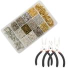 Kit Chaveiro Argola Pitão Fecho Níquel Dourado Prata 4200pçs Caixa + 3 Alicates