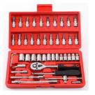 Kit Chaves 46 PeÇas Soquetes Catraca Ferramenta Vermelho