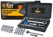Kit Chaves Jogo Catraca Reversível Soquetes 40 Peças Maleta The Black Tools