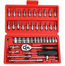 Kit Chaves Jogo Catraca Reversível Soquetes 46 Peças+maleta