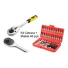 Kit Chaves Reversível Soquetes 46 Peças + Chave Catraca 1/2