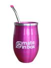 Kit Chimarrão CUIA COPO Alumínio Com Tampa Bomba AÇO INOX Cor:ROSA COPO MATE IN BOX