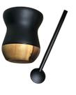 Kit Chimarrão Cuia madeira premium bicolor preto com bomba inox e pintura na cor