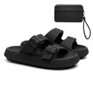 Kit Chinelo Nuvem Slide Tira Dupla Fivela + Carteira Casual