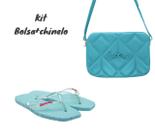Kit chinelo rasteirinha e bolsa alça transversal ancora