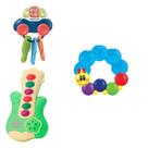 Kit Chocalho Carro Sonoro C/ Chave Macia Mordedor De Centopeia Com Água Alivia Gengiva e Guitarra Musical Com 6 Músicas Kit Chocalho Carro Sonoro C/ Chave Macia Mordedor De Centopeia Com Água Alivia Gengiva e Guitarra Musical Com 6 Músicas