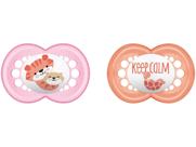 Kit Chupeta Silicone Ortodôntico Simétrico MAM - Sayings Rosa 6 Meses 2 Unidades