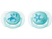 Kit Chupeta Silicone Simétrico Philips - Avent Ultra Soft Azul e Verde 06 Meses 2 Unidades