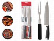 Kit Churrasco 2 Pcs Garfo E Faca Em Inox E Polipropileno