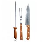 Kit churrasco 3 pc faca/chaira/garfo ad-0224