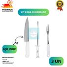 Kit Churrasco 3 Peças Faca 8” + Chaira 7,5” + Garfo Trinchante 6” Aço Inox Cabo Branco Kit Churrasco 3 Peças Faca 8” + Chaira 7,5” + Garfo Trinchante 6” Aço Inox Cabo Branco
