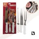 Kit Churrasco 3 Pecas Faca Garfo Chaira Lâmina Afiada Aço Inox Profissional Resistente Durável Essencial