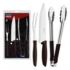 Kit Churrasco 3 Peças Inox Faca Garfo Pegador Tramontina