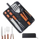 Kit Churrasco 5 Peças Aço Inox e Estojo Garfo Faca Espátula e Pegador Resistente Grillrelax