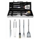 Kit churrasco 5 peças em aço inox maleta em aluminio casita