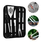 Kit Churrasco 6 Peças em Aço Inox com Estojo Premium Faca 38cm Garfo Pegador Espátula Pincel Fácil Transporte e Armazenamento Presente Perfeito