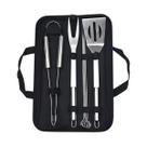 Kit Churrasco 7Pçs Inox Garfo Espátula Pegador Espeto Estojo