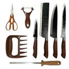 Kit Churrasco 8 Peças Aço Inox Facas Cutelo C/ Garra De Urso