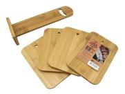 Kit Churrasco Bambu 4 Tabuas E 1 Suporte Cor Marrom Kit Churrasco Bambu 4 Tabuas E 1 Suporte Cor Marrom