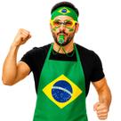 Kit Churrasco Brasil Copa 4 Peças Avental Bandana Óculos Apito Torcida Futebol Festa Presente Criativo