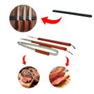 Kit Churrasco Com Tabua Pinça Garfo Faca e Suporte Magnético