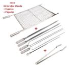 Kit Churrasco Completo, Grelha 70x60 Com 5 Espetos, Pegador Kit Churrasco Completo, Grelha 70x60 Com 5 Espetos, Pegador
