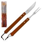 Kit Churrasco Conjunto 2 Peças Em Aço Inox Jogo Garfo E Faca