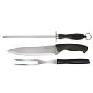 Kit Churrasco Faca Chaira Garfo Aço Inox Assador Mor 3338