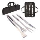 Kit Churrasco Inox Faca Garfo E Pegador C/ Estojo