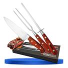 Kit Churrasco Profissional Inox 3 Peças Faca Garfo Chaira Steel MOR 3945