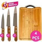 Kit Churrasco Tábua Corte Madeira Bambu E 3 Facas Peixeira 5 6 7 Polegada Cabo Madeira Kit Churrasco Tábua Corte Madeira Bambu E 3 Facas Peixeira 5 6 7 Polegada Cabo Madeira