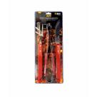 Kit Churrasco Wood 3 Peças Aço Inox com Cabos em Madeira Garfo Faca e Pegador