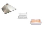 Kit churrasqueira braseiro cooktop 70x50 + suporte grelha inox + coifa inox 304