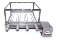 Kit Churrasqueira Elétrica Giratória 4 Espetos Brasa Grill Cor Direito