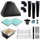 Kit Churrasqueira Gourmet Completa Grande Makeer Preta 3 Dutos 2283